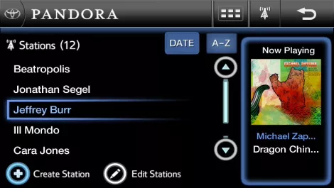 Radio toyota entune pandora app
