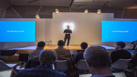 Drew houston onstage wide