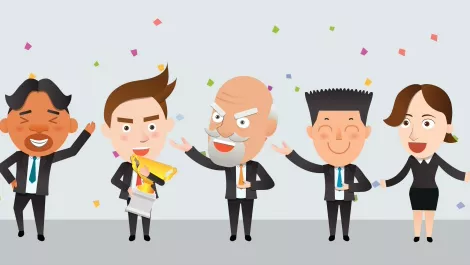 Employees celebrating