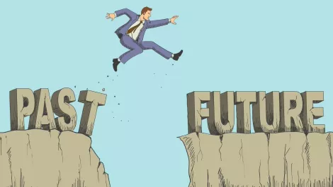 Businessman jumping future
