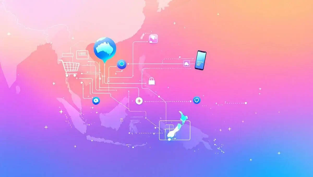 Asia pacific digital map ecommerce network illustration iconic