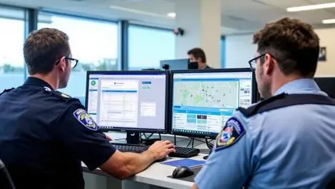 Modern police office victoria australia officers computers online crime reports