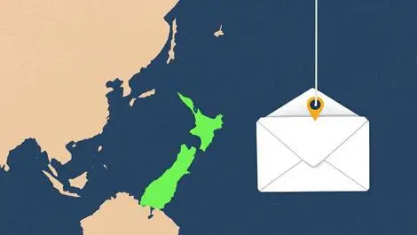 Fishing hook email phishing threats targeting new zealand map illustration