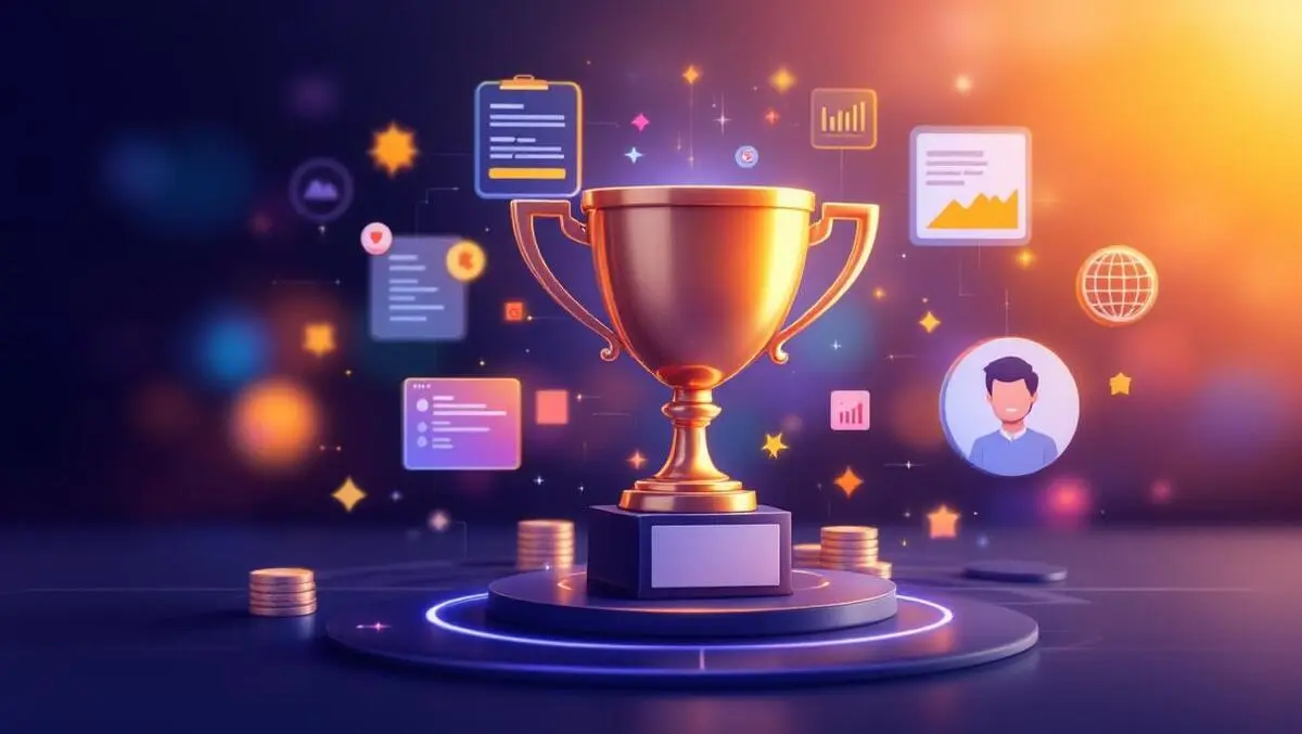 Professional illustration trophy digital icons subscription billing automation