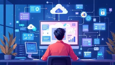 Asian system administrator monitoring ai cloud secure data flows servers