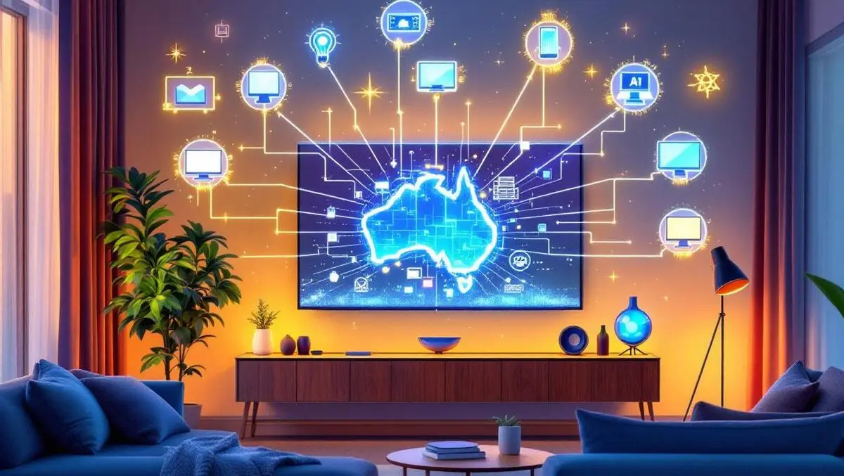 Network of smart tvs connected to data nodes ai insights australia