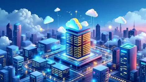 Modern data center with servers cloud activity australian and us cityscape