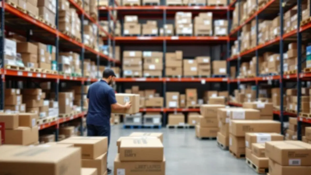 Realistic warehouse internal organization returns management packages sorting retail