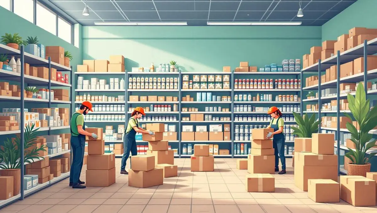 Australian retail store interior staff packing products into shipping boxes fulfillment center concept