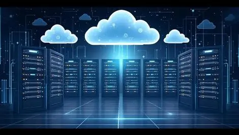 Secure server room cloud motifs australian corporate data infrastructure
