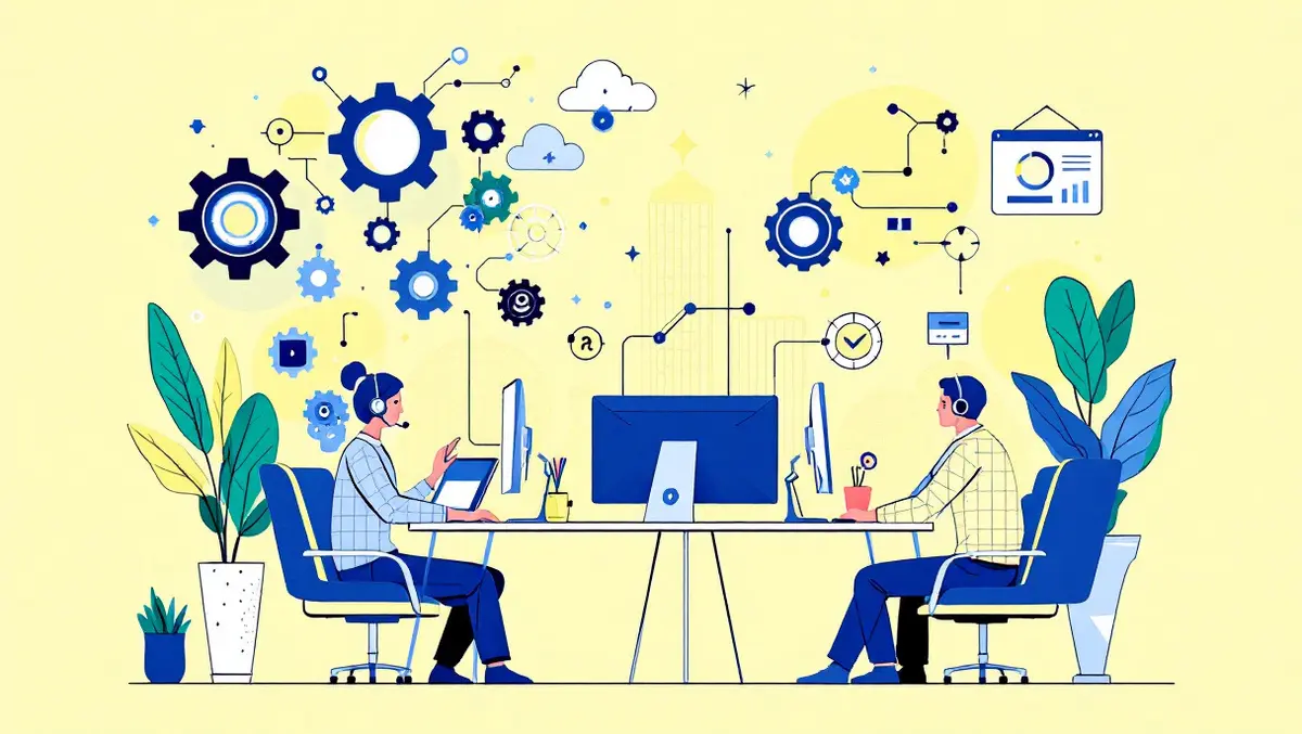 Australian customer service centre agents ai interfaces gears network connections modern support