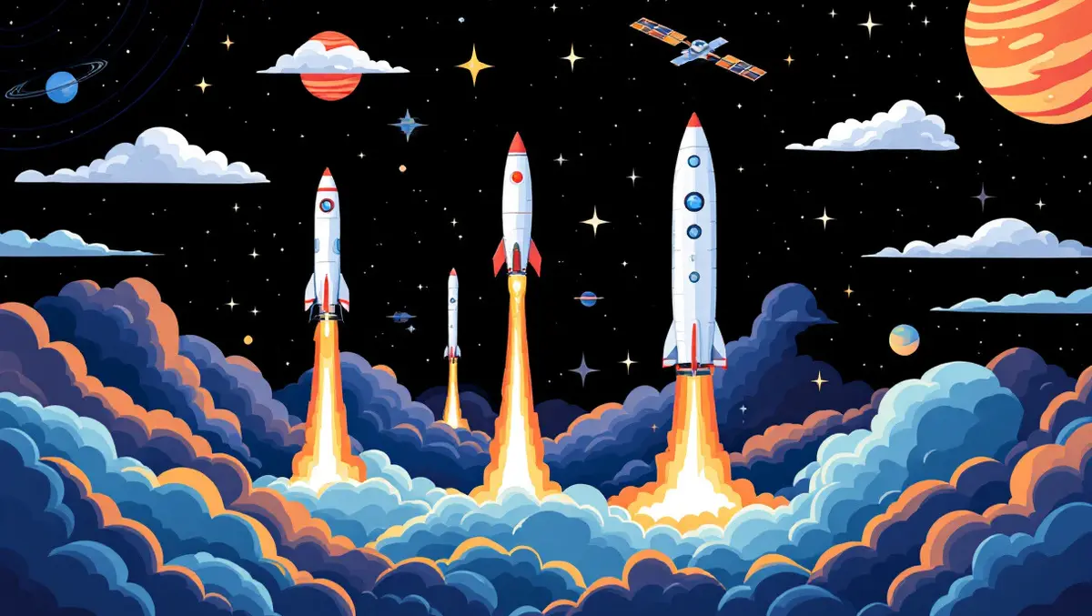 Rocket satellite launch australia india japan startups aerospace illustration