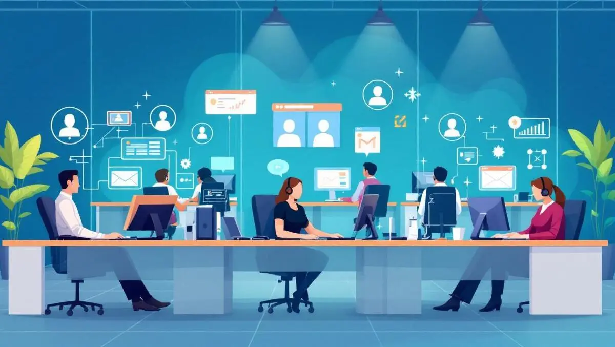 Modern australian contact centre agents desks computers ai automation