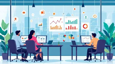 Modern australian office workers analyzing graphs supply chain ai automation