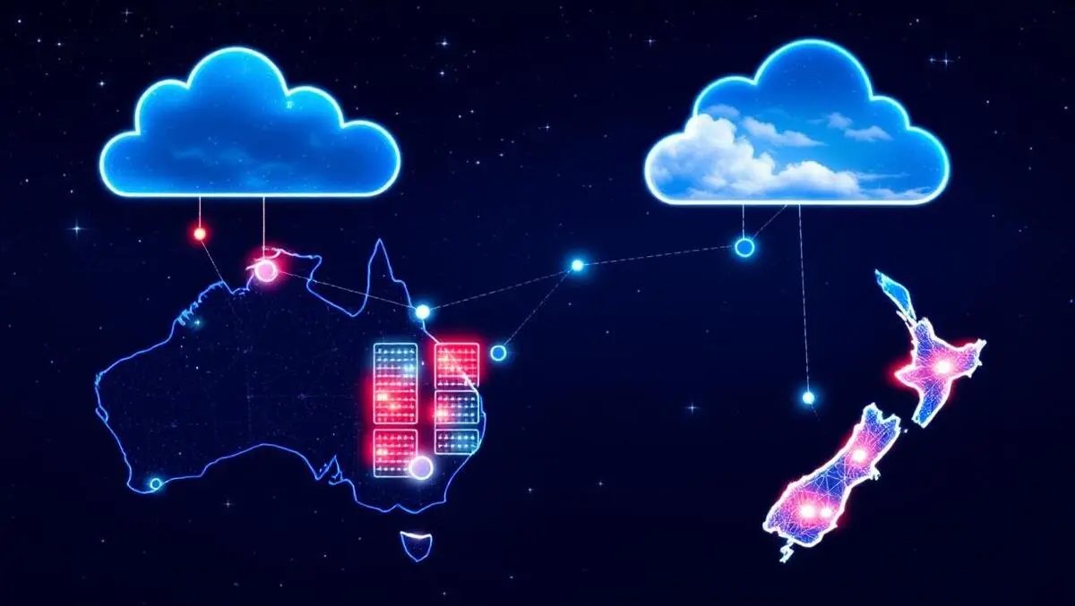 Cloud infrastructure network illustration australia new zealand data centers nodes
