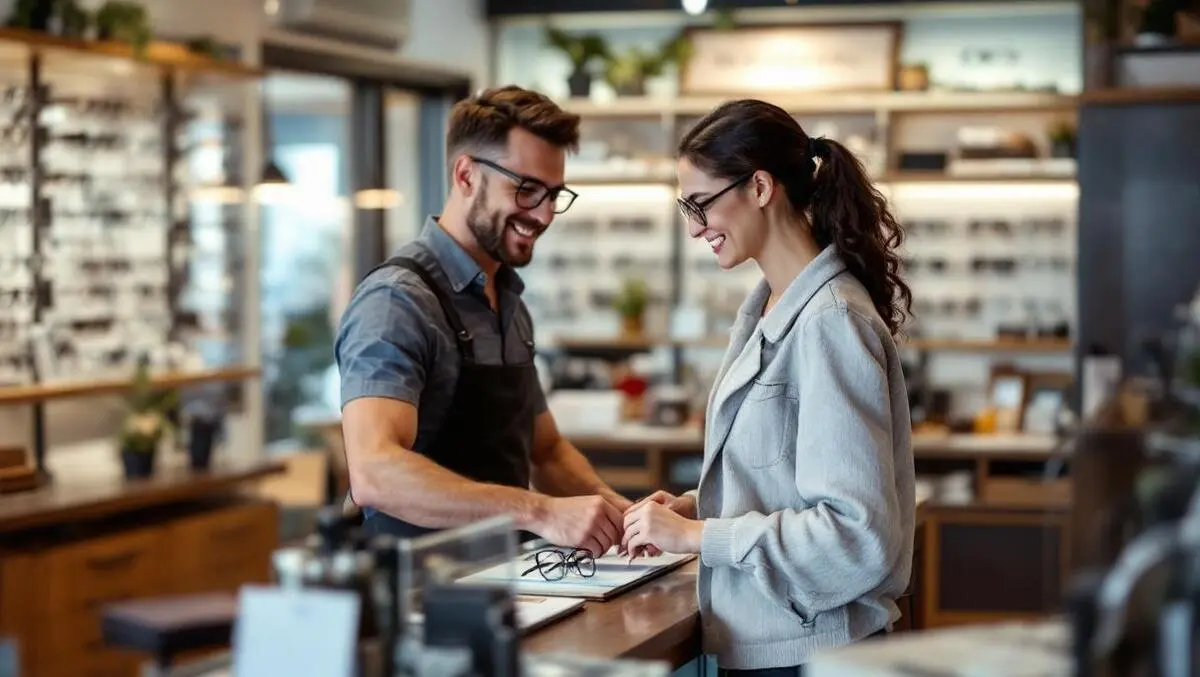 Friendly australian eyewear store interior glasses staff customer