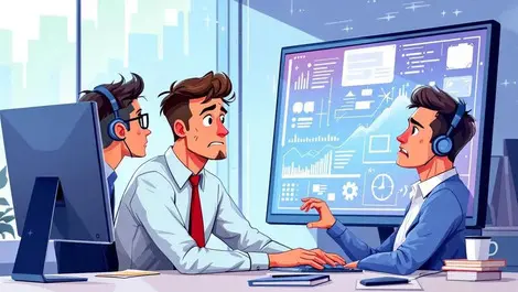 Australian office workers uncertain computer ai graphics modern workplace