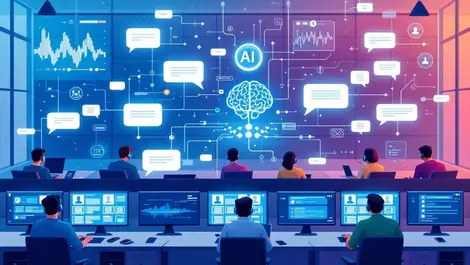 Ai contact center multichannel voice and messaging automation scene