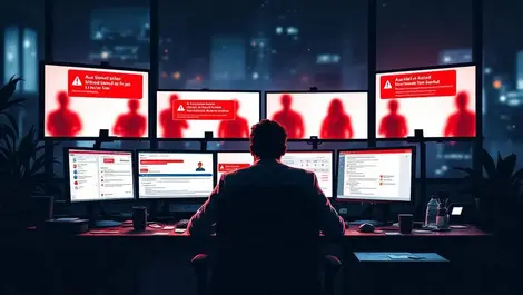 Australian bank office night ai fraud detection red alerts desks
